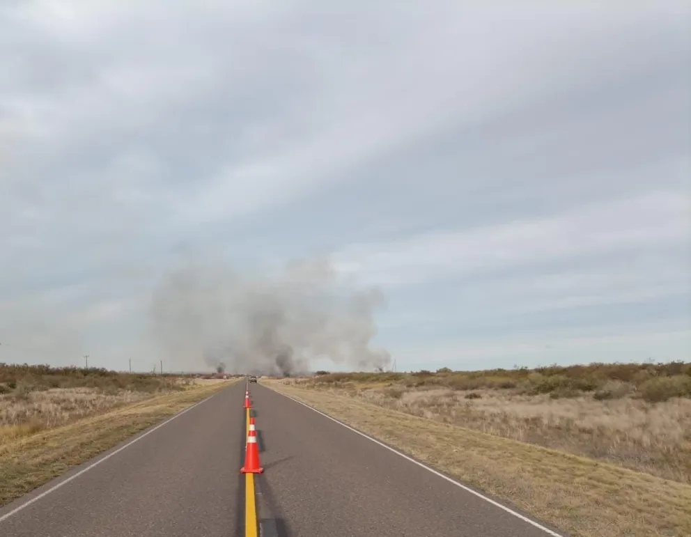 Peligro: un incendio cubrió las dos banquinas de la ruta 250 a la altura de Cubanea