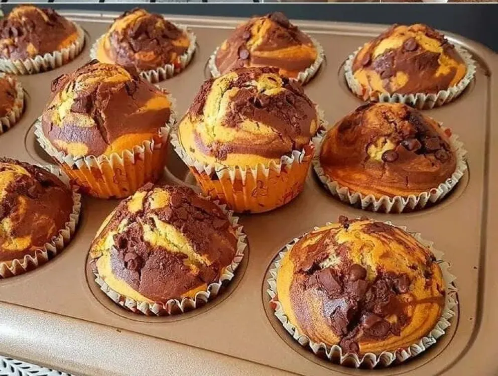 Una receta deliciosa: muffins marmolados sin manteca