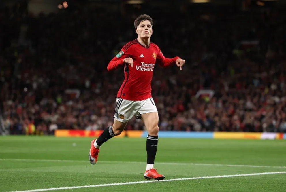 Primer gol de Garnacho en la temporada y festejo al estilo “Cristiano Ronaldo”