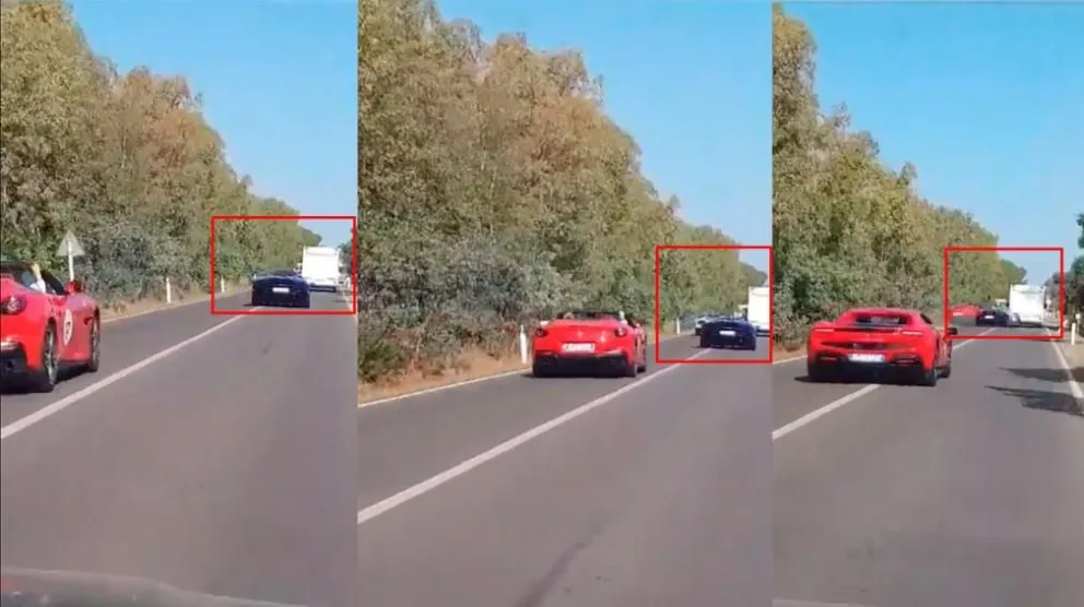 Video: la peligrosa maniobra que causó dos muertes durante una caravana de Ferrari y Lamborghini