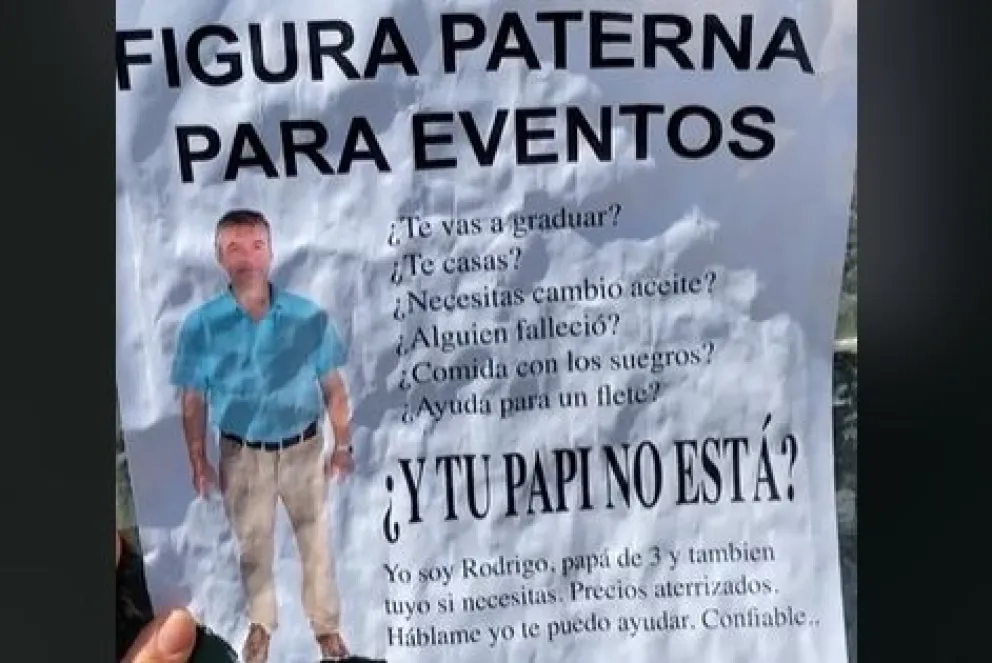 Una usuaria de TikTok encuentra un cartel que ofrece los servicios de un "Padre para eventos"
