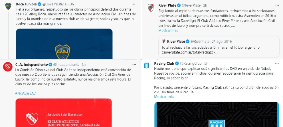 Masivo repudio de los clubes, en contra de las Sociedades Anónimas Deportivas