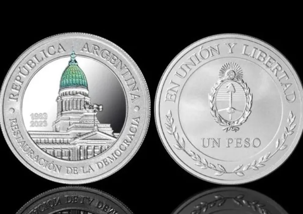 Emiten moneda conmemorativa por 40° aniversario de la democracia