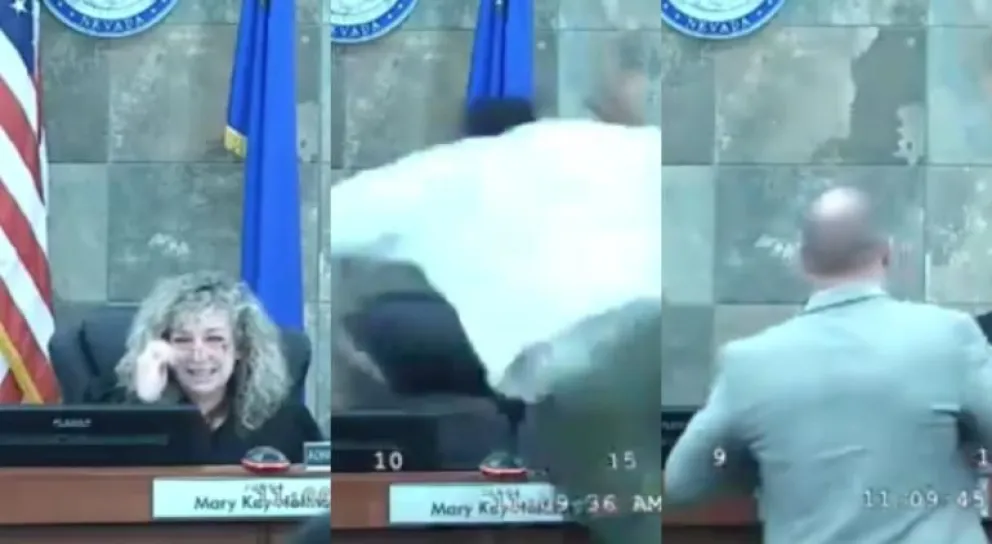 Video: atacó brutalmente en plena audiencia a una jueza que le negó la libertad condicional
