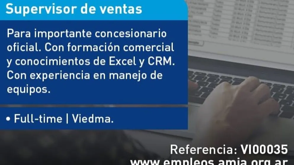 Buscan un supervisor de ventas para importante concesionario oficial