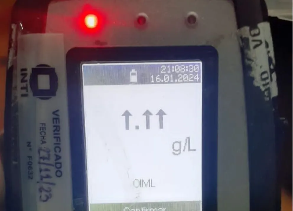 Casi explota un alcoholímetro: detuvieron a un motociclista que superó el 3