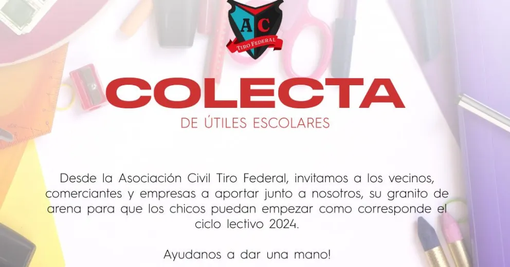 Colecta de útiles: “Ayudanos a dar una mano” 