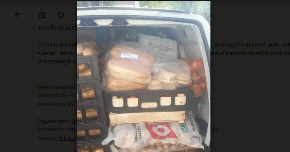Decomisaron productos alimenticios transportados de manera irregular