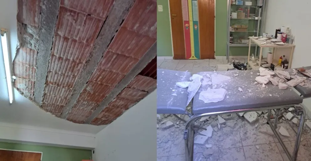 Susto mayor: se cayó parte del cielo raso del hospital Arancibia
