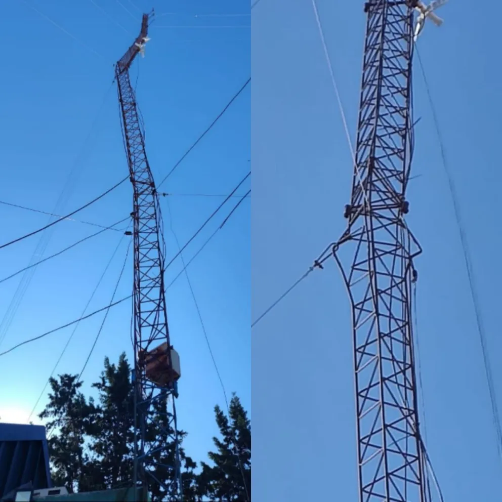 Una peligrosa torre averiada de 30 metros fue derribada por personal policial