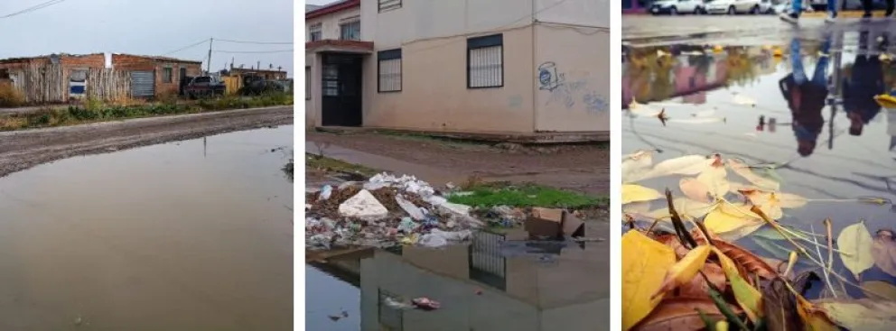 El drama en los barrios de la periferia de Viedma: las fotos de lo que está generando la lluvia