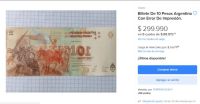 Increíble: un billete de $10 se vende a $300.000 por un error de impresión