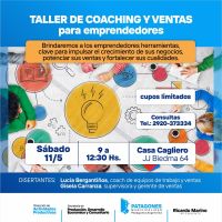 Nuevo taller de coaching y ventas para emprendedores de Patagones