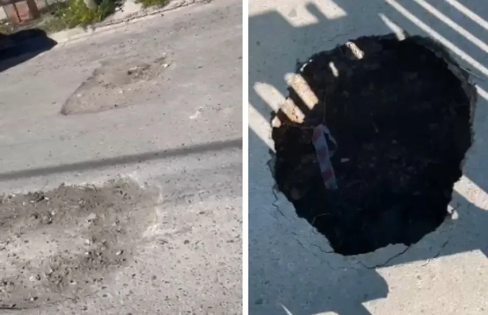 Enojo en el barrio San Martín porque el asfalto inaugurado hace un año empezó a ceder: “Es una cosa de locos”