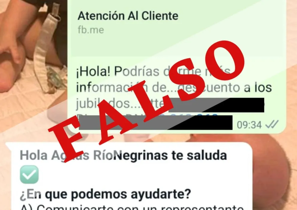 Aguas Rionegrinas advierte a sus usuarios sobre falsos mensajes de WhatsApp