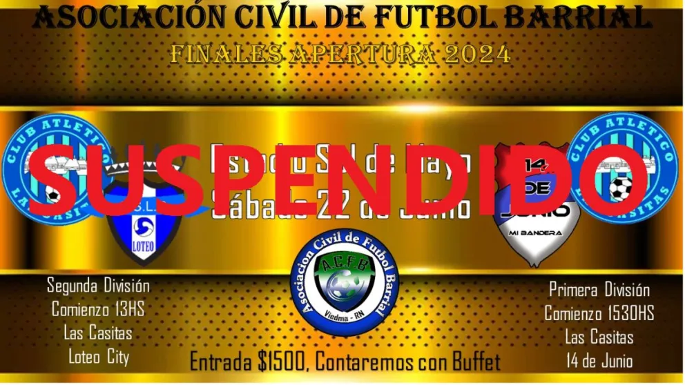 Las finales deberán esperar: el mal clima postergó la definición del fútbol barrial