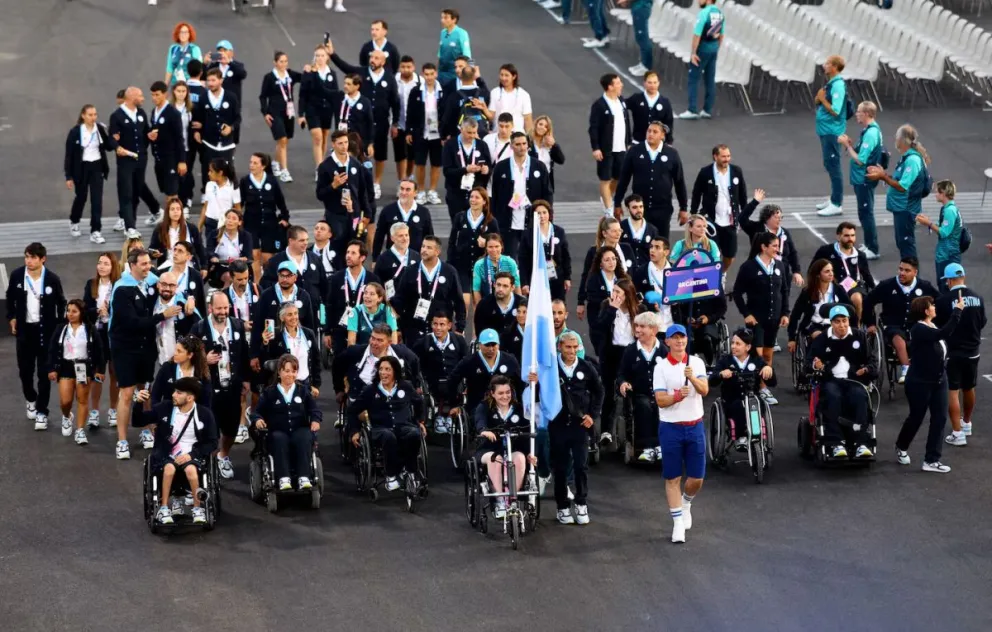 La delegación argentina en la ceremonia de apertura.