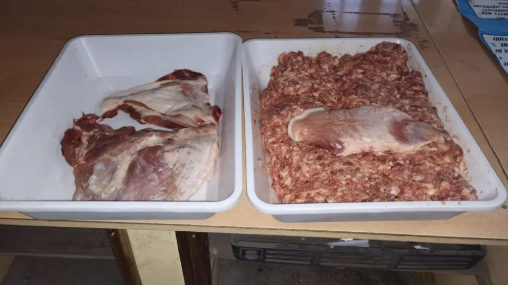 Carne secuestrada tras el frustrado robo. 