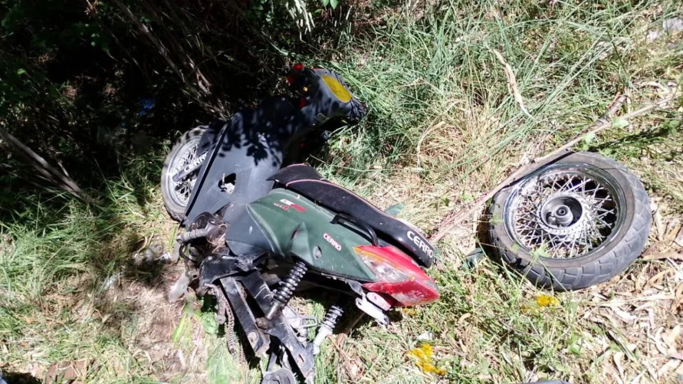 Estado en que quedó la moto fabricada en Córdoba.