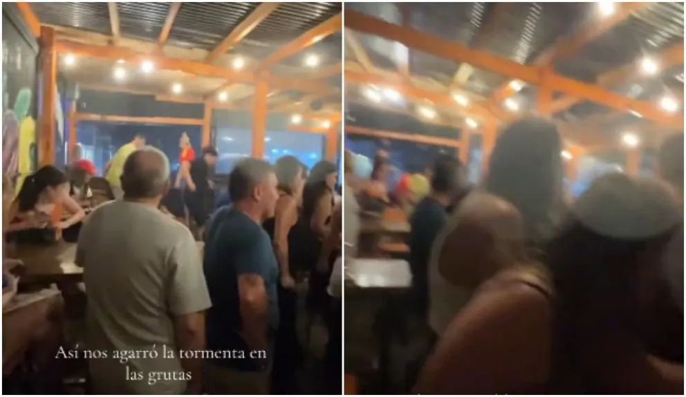 Los turistas de Las Grutas reaccionaron con gritos y corridas por la tormenta