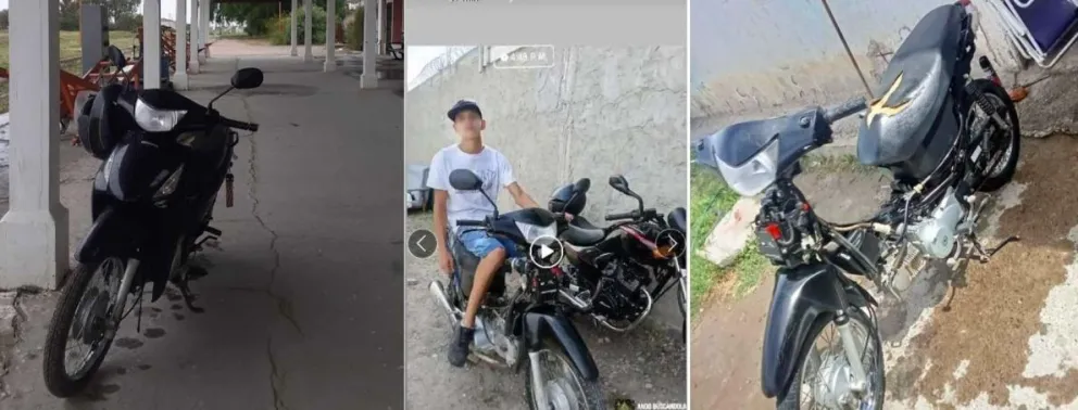 La moto antes de ser robada y después de ser desmantelada.