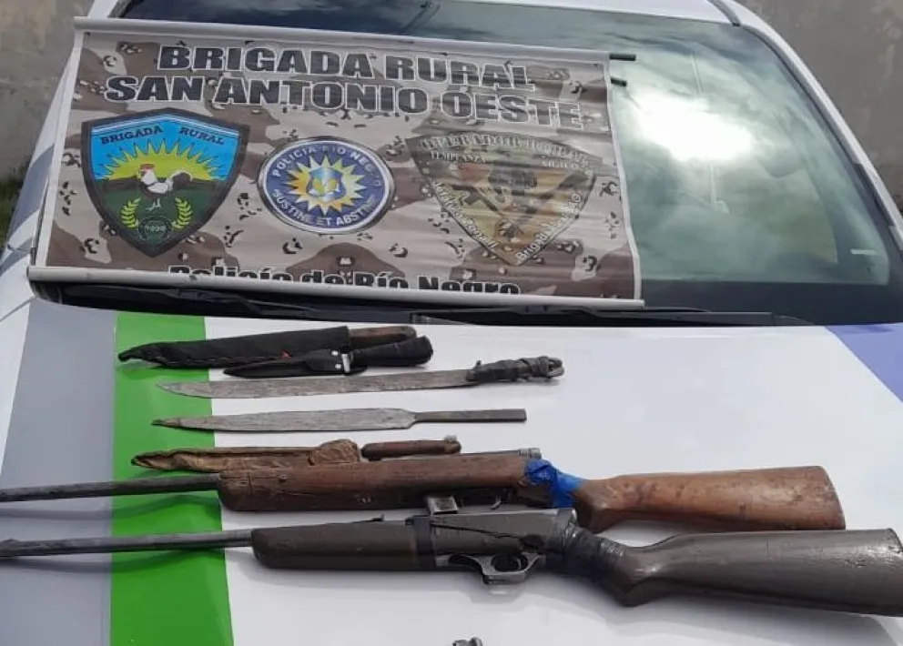 Armas secuestradas en la ruta 5. Foto gentileza.