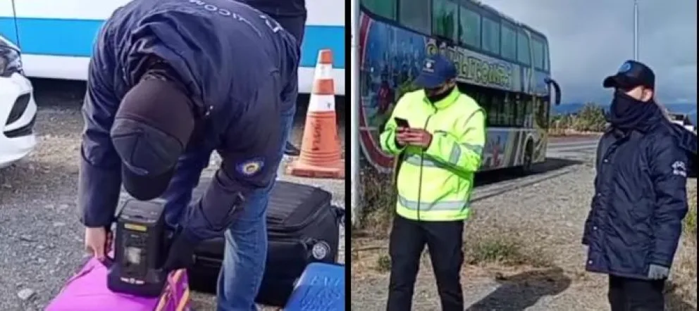 Policía de Río Negro busca drogas con un escaner portatil.