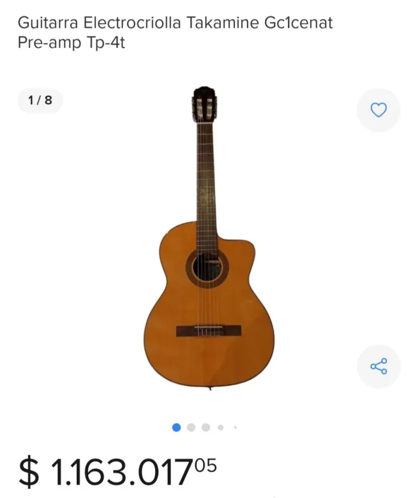 La guitarra robada es una electrocriolla Takamine Gc1cenat pre-amp Tp-4t. 