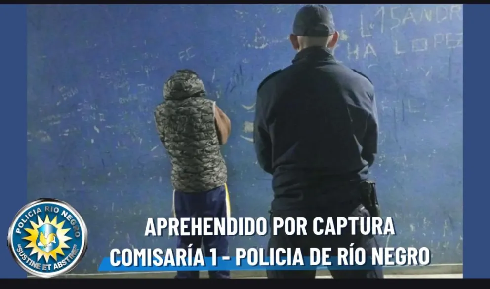 Un joven de 22 años con pedido de captura fue atrapado en Viedma.