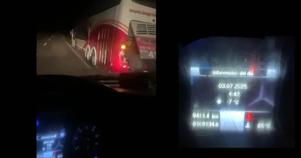 Un colectivo quedó varado a 10 km de Los Menucos debido a las temperaturas extremas.