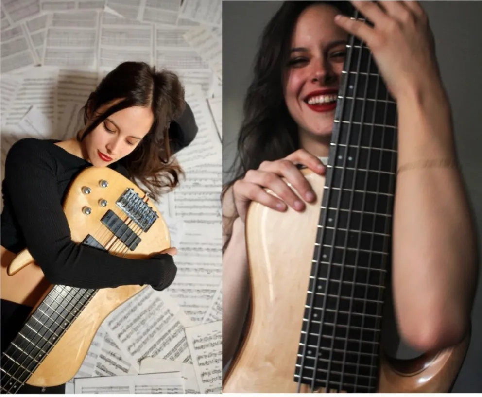 Malena Azul, docente y bajista viedmense. Fotos gentileza. 