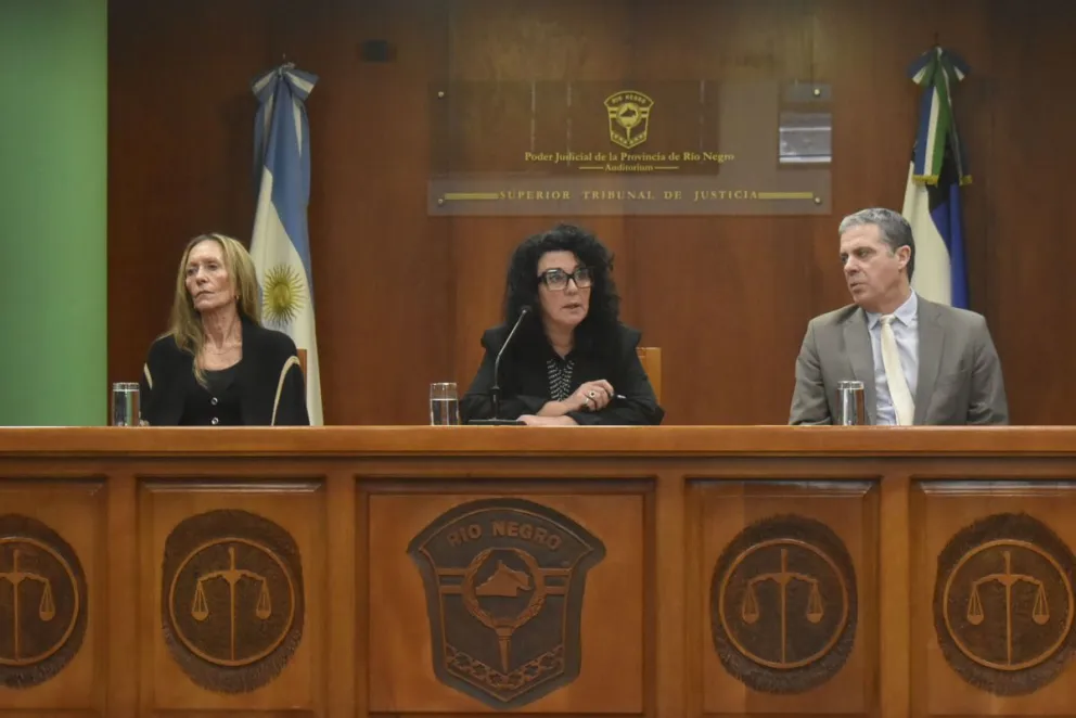 Superior Tribunal de Justicia con tres de los miembros, Liliana Piccinini, Cecilia Criado y Ricardo Apcarián. 