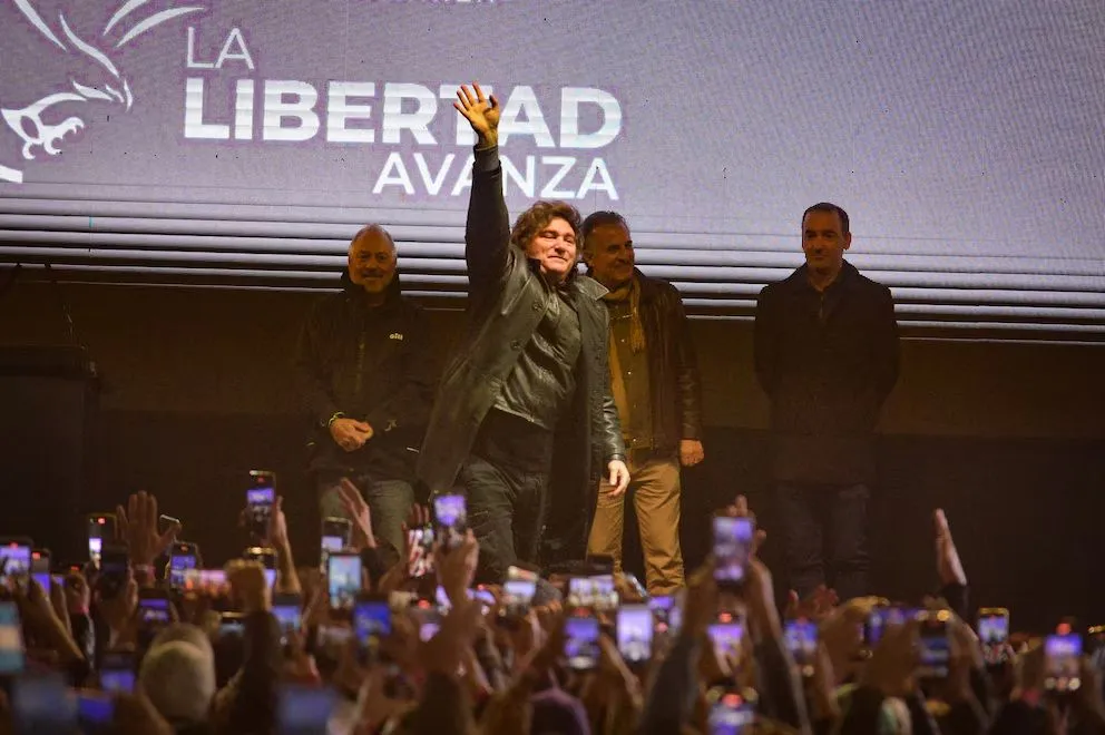 El presidente Javier Milei en el cierre de campaña de LLA en Buenos Aires. 