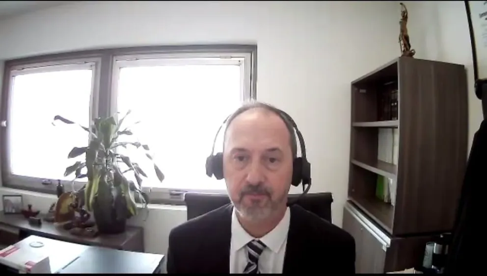 Juez Martín Brussino Kain, el magistrado que llevó adelante la audiencia de esta mañana. 