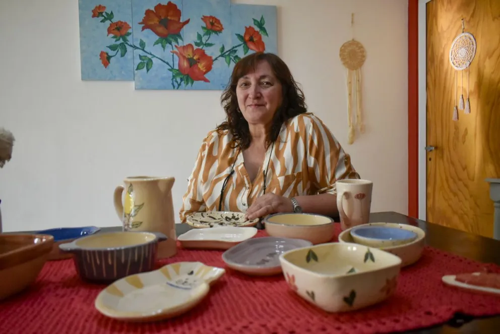 Miriam Bayo con algunas de sus producciones. 