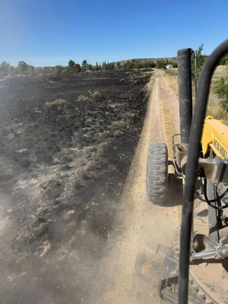 Personal del Idevi fue clave para apagar el incendio de pastizales, junto a los bomberos de Viedma. 