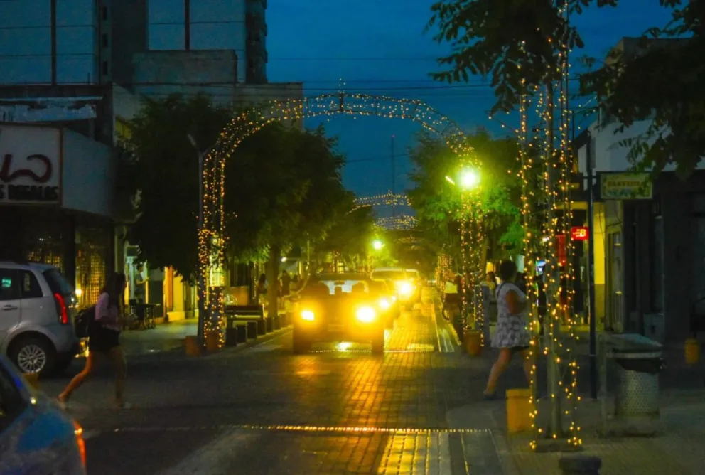 Instalaron varias estructuras en las esquinas de la peatonal. Fotos: Vanesa Schwemmler