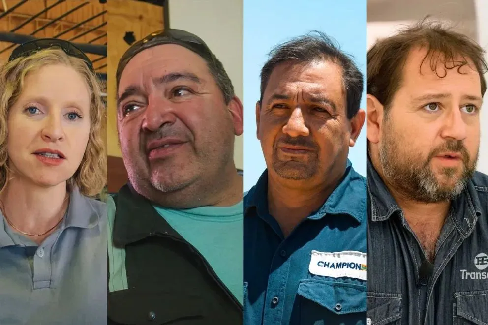 Verónica Bas, Ramón Tapia, Sandro Díaz y Walter Diez, trabajadores petroleros que relatan su experiencia en el campo y el impacto del trabajo en la vida familiar. Foto: ANR