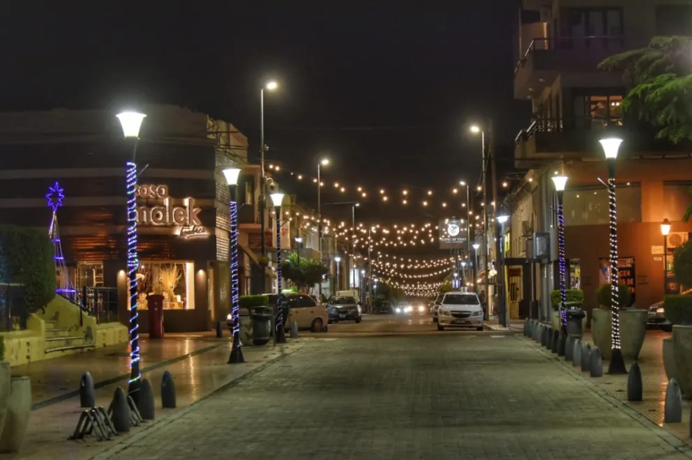 La principal arteria comercial de Carmen de Patagones tiene nueva decoración.