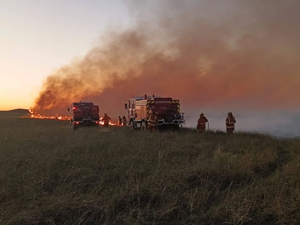 Efectivos del partido de Patagones estuvieron combatiendo las llamas. 