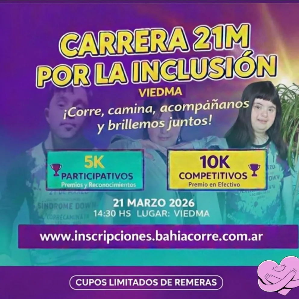 La actividad se realizará este 21 de marzo en el Parque Ferreira de Viedma, con modalidades de 5K participativos y 10K competitivos. 