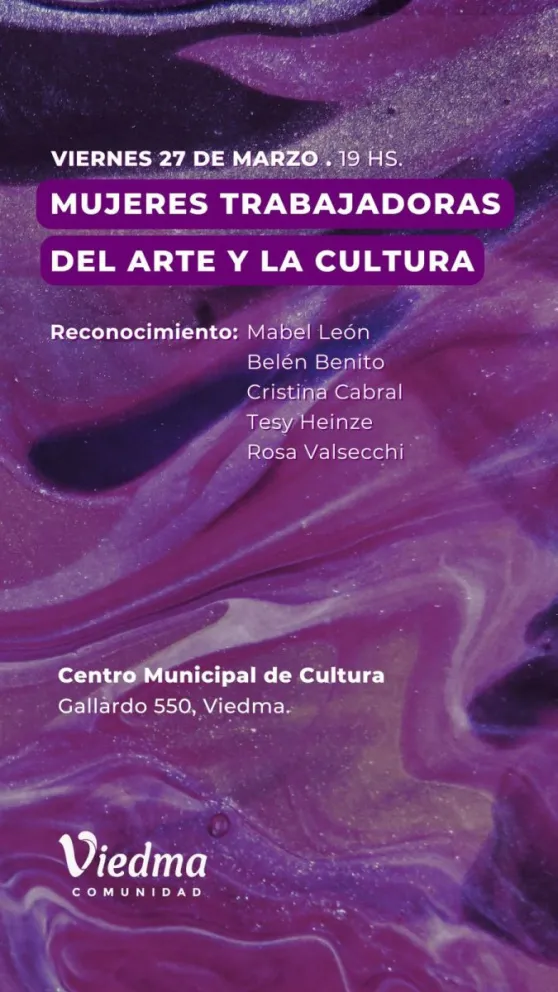 Será en el Centro Municipal de Cultura.