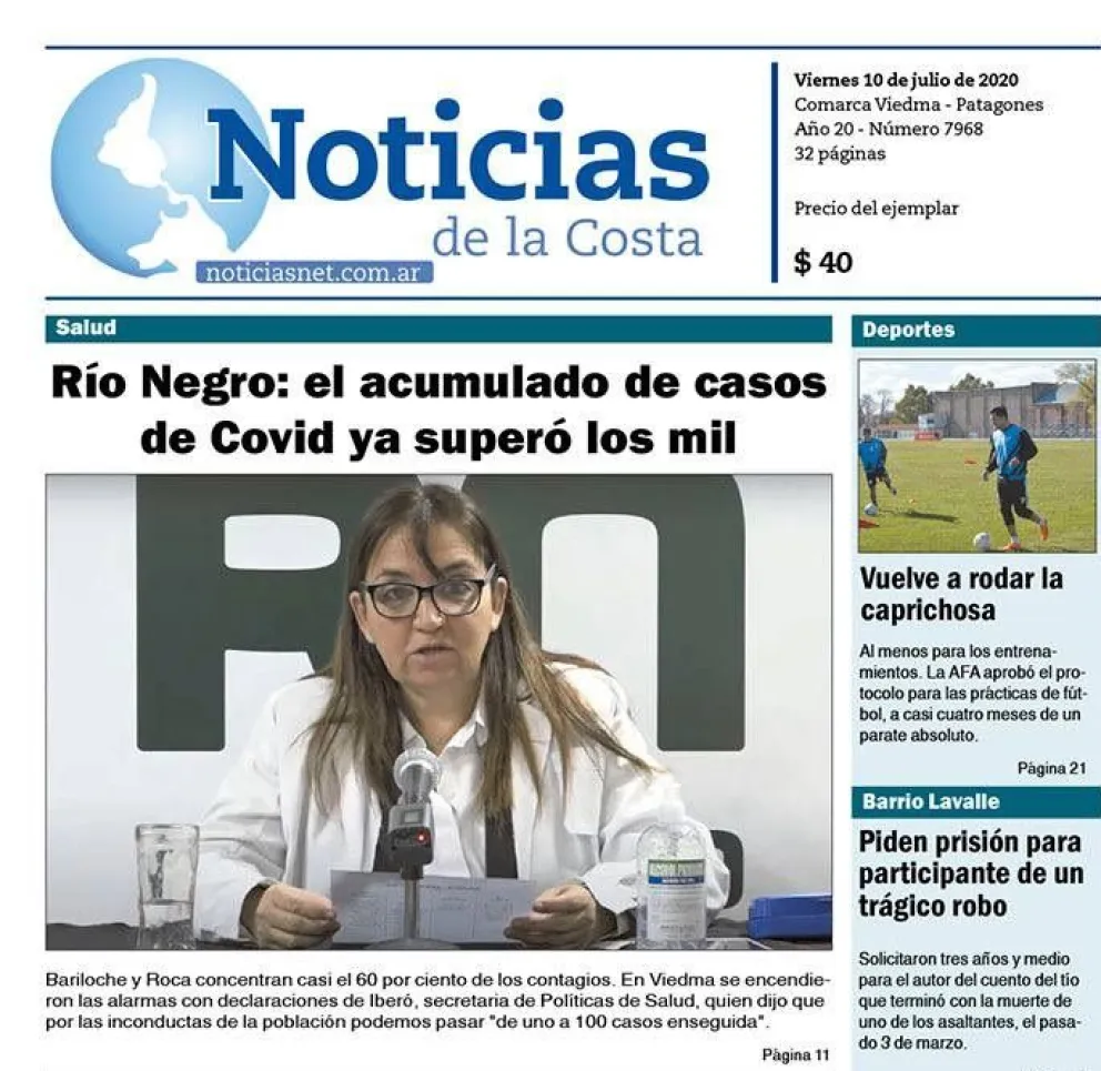 Una de las tapas históricos de Noticias de la Costa durante la pandemia. Foto archivo. 