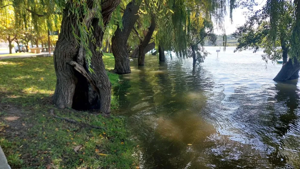 El fuerte viento provocó una inusual crecida del río.