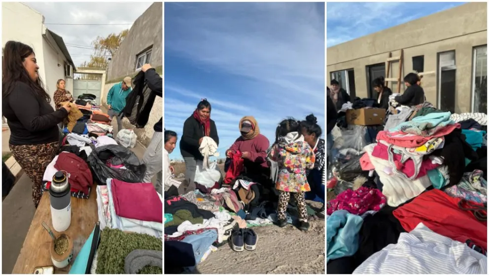 El equipo de Jóvenes Juntos en plena clasificación de ropa. Foto: gentileza 
