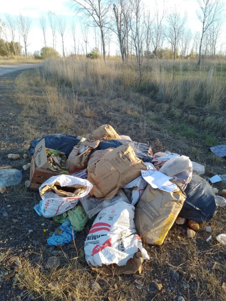 Una mujer lo vio de lejos tirar la basura en un sector del camino 5. Sostiene que es una práctica que se da seguido. Foto: Gentileza 
