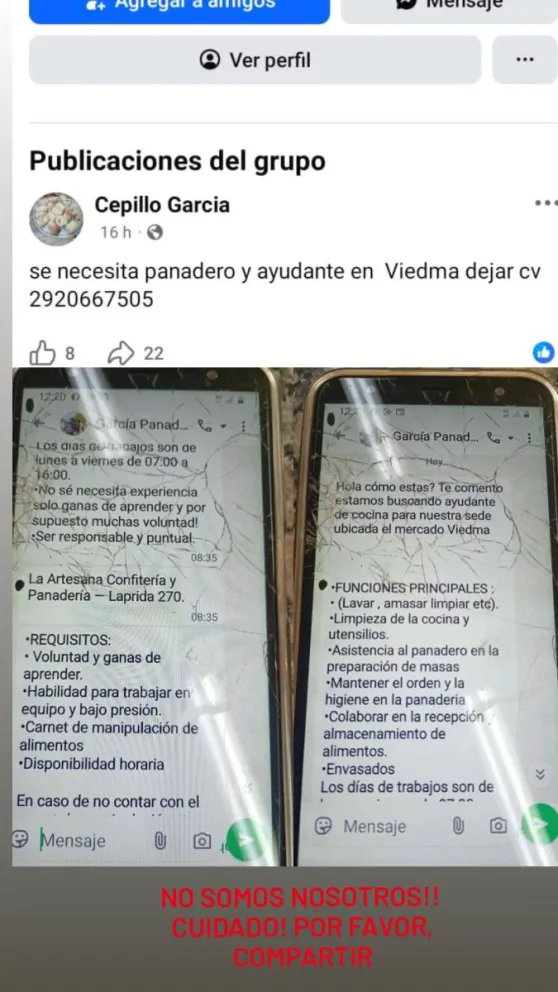 La reconocida confitería y panadería local salió a desmentir una supuesta búsqueda de personal. Foto: Gentileza.