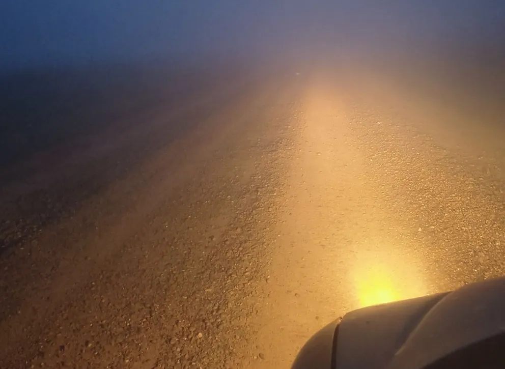Lo que mostró la ruta antes de que amanezca. Foto gentileza FM Éxitos/General Conesa.
