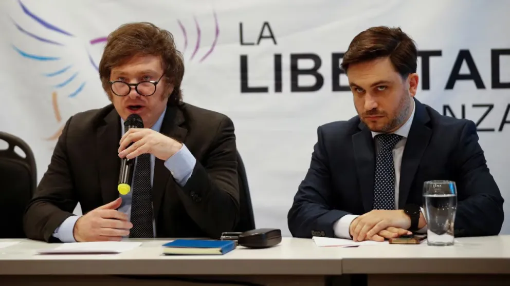 Javier Milei junto a Ramiro Marra. 