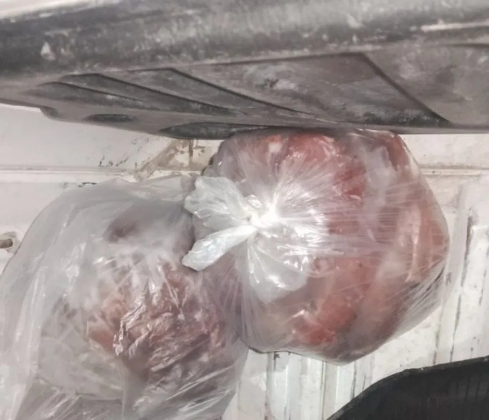 Carne secuestrada en General Conesa. Foto Policía de Río Negro. 